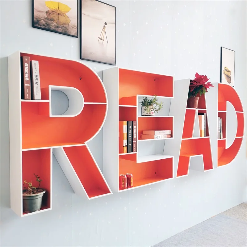 Все виды книжных полок из кованого железа с буквами, креативное у стены, офисное украшение для пола, стенд, мягкое украшение