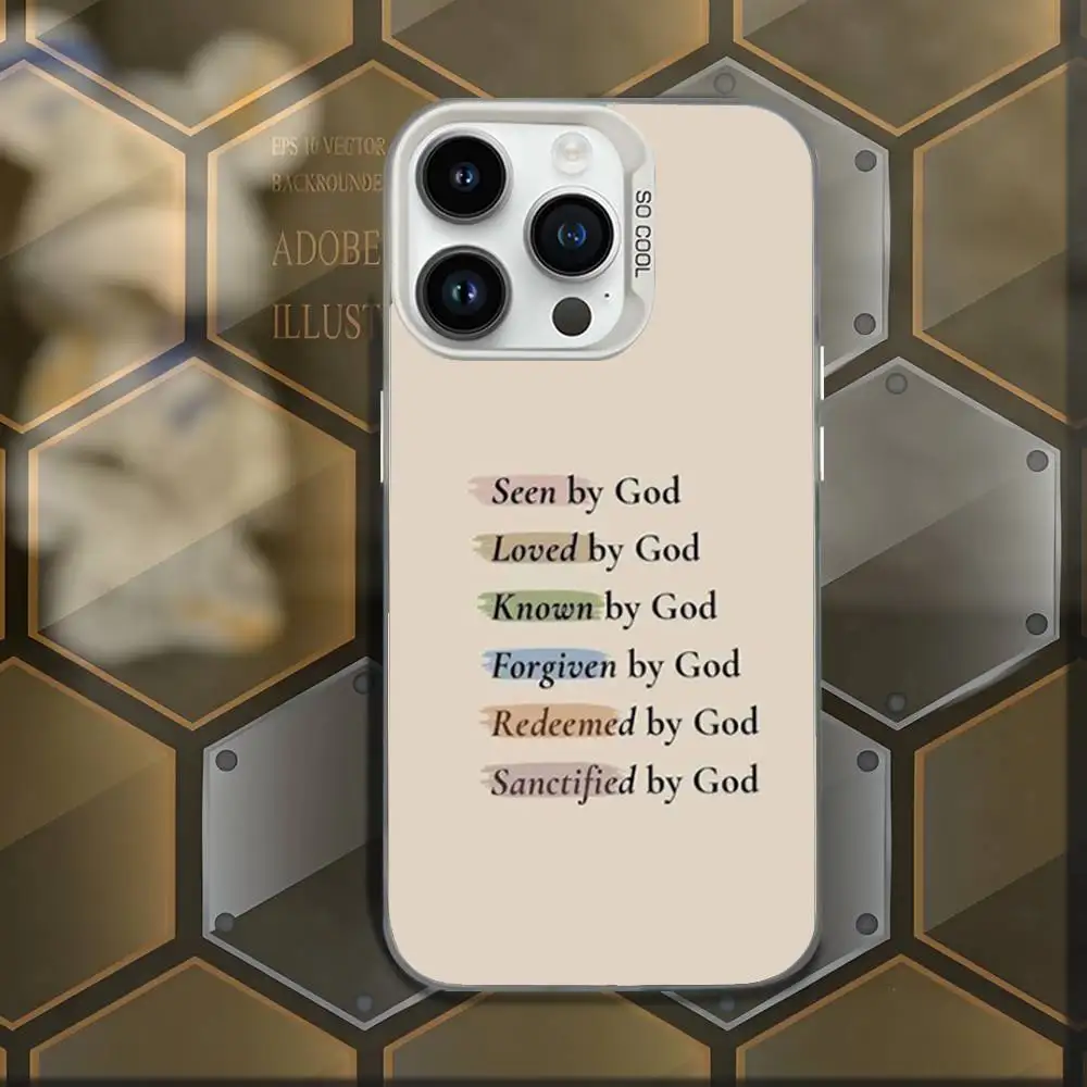 Versículo de la Biblia cristiana Jesús funda de teléfono para iPhone 16,15,14,13,12,11, Mini,Pro,E,MAX blanco caramelo mate cubierta a prueba de golpes