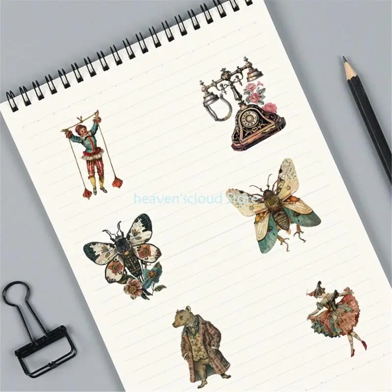 Y88B 50 Sheets Victorian Sticker Scrapbook Sticker Sticker Sticker Distoner Label Retro Decorative Label for Labtop