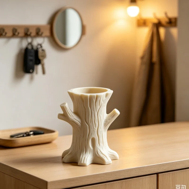 3D Printed Tree Stump Pen Holder,Natural Tree‑Shaped Desk Organizer,Branch‑Style Pencil Cup,Decorative Stationery Storage Pot
