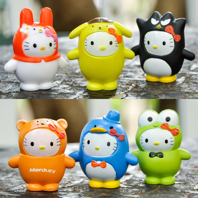 Sanrio Hello Kitty Kuromi KEROKERO KEROPPI Pompom Purin Mymelody Kawaii Fat Animal Doll Collect Ornaments Model Toy Kids Gifts