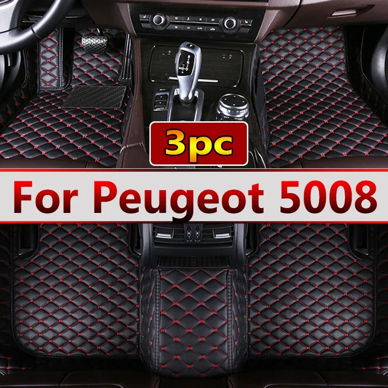 

Автомобильные коврики для Peugeot 5008 P87 2017 ~ 2023 7 мест, роскошный кожаный коврик, автомобильные коврики, универсальные водонепроницаемые автомобильные аксессуары Cocho