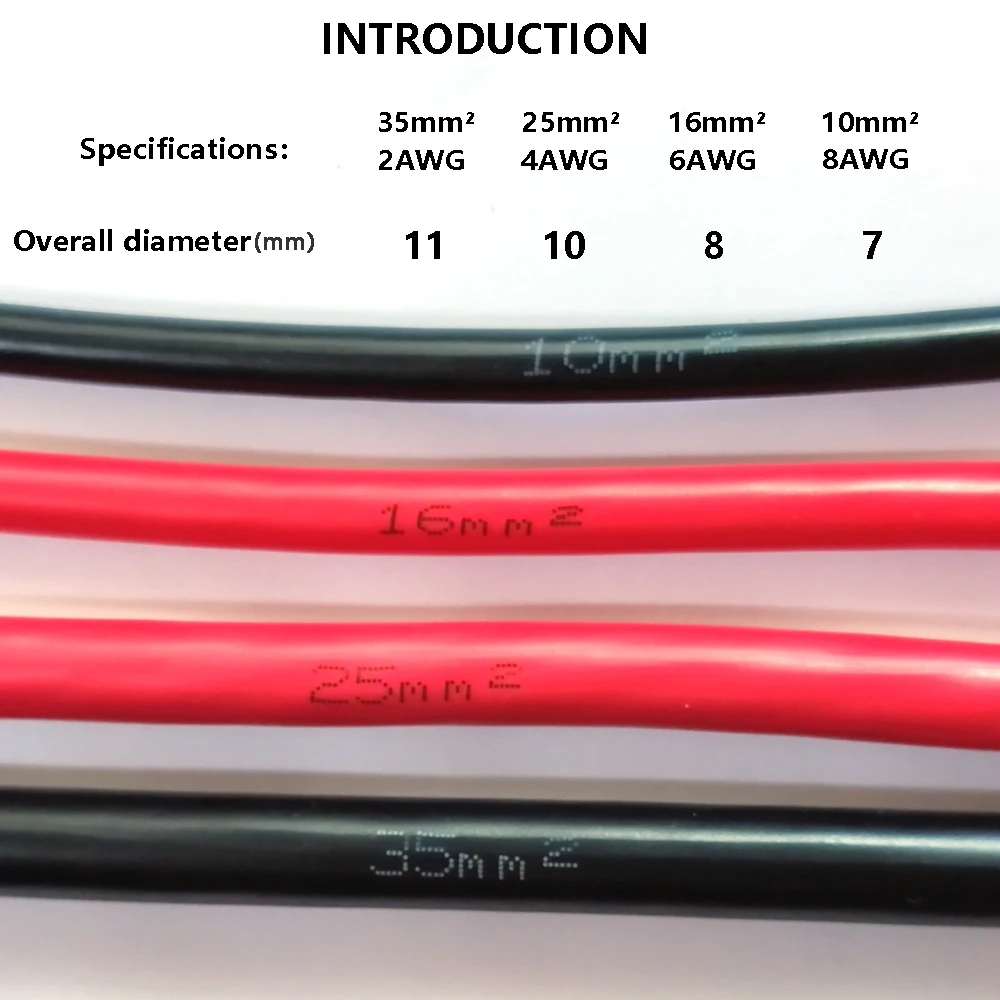 BVR 2 4 6 8awg PVC Copper Solid Multi Core Wires 10 16 25 35mm² Red Black Pure Electrical cables 220V Power Fireproof Soft Wire