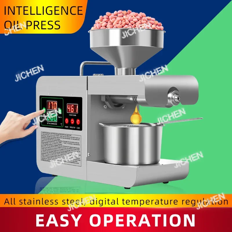 Prensa de aceite inteligente JC JC, máquina automática de extracción de aceite frío y caliente de acero inoxidable para el hogar, Control de temperatura, aceite de sésamo P