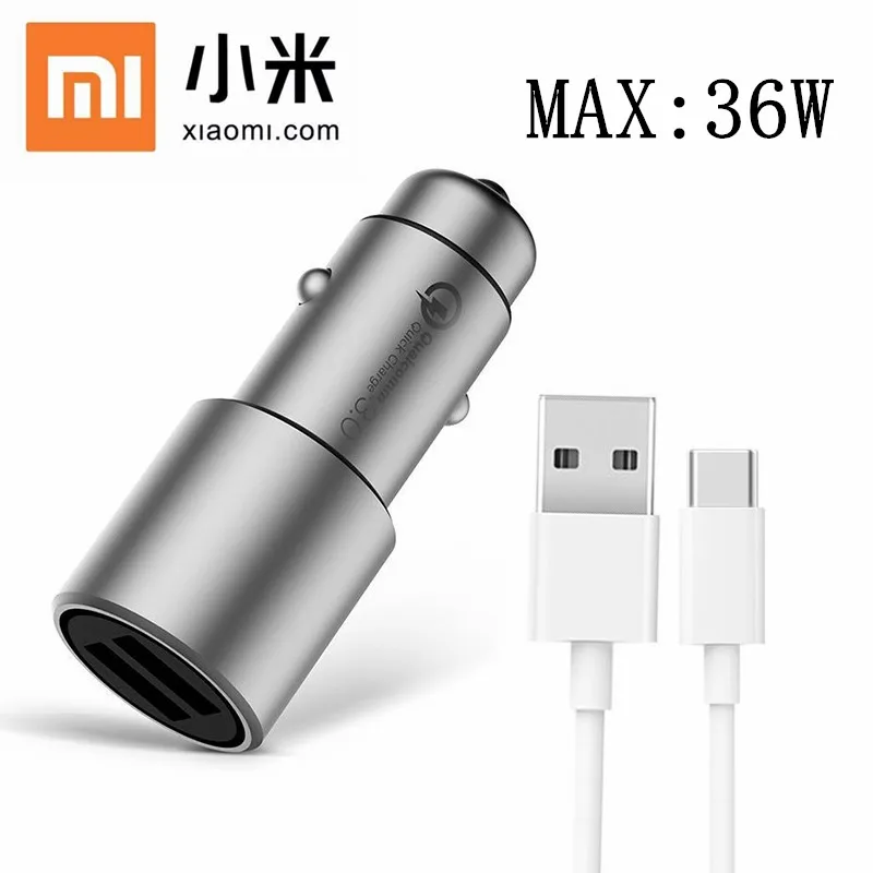 Xiaomi Mi Car Charger 18W QC 3.0 Original Fast Dual Usb Type C Cable Charging For Mi 9 8 Poco X3 F3 M3 RedMi Note 12 11 10 Pro