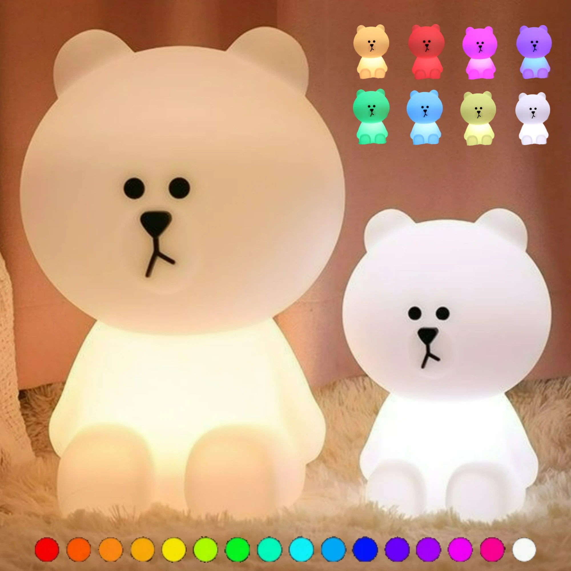 LED Cute Bear Mood Light Night Lamp Children\'s Bedroom Bedside Lights LED Table Light Living Room Floor Light Birthday Gift
