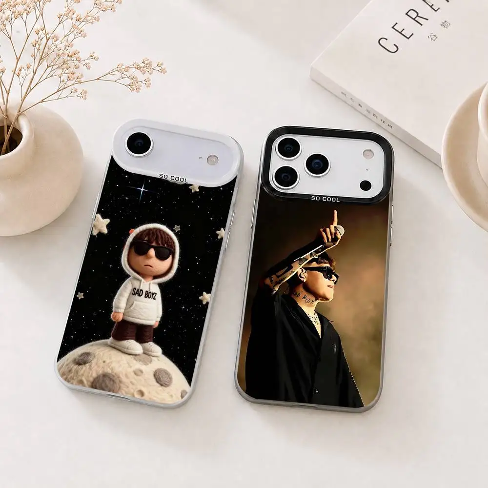 

Rapper Junior H S-Sad Boyz Gift Phone Case For iPhone 17,16,15,14,13,12,11 Plus,Pro Max,XS,Colored Silver Plated Inside Cover
