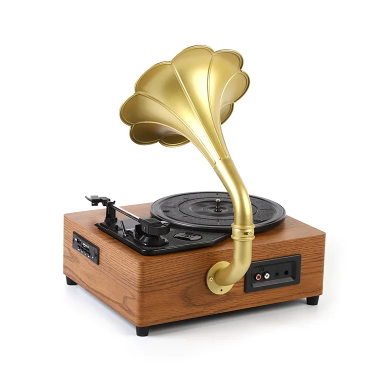 2025 Hot Gramophone Table cadeau article Vintage Audio Gramophone rétro vinyle disque marron bois Gramophone lecteur de disque