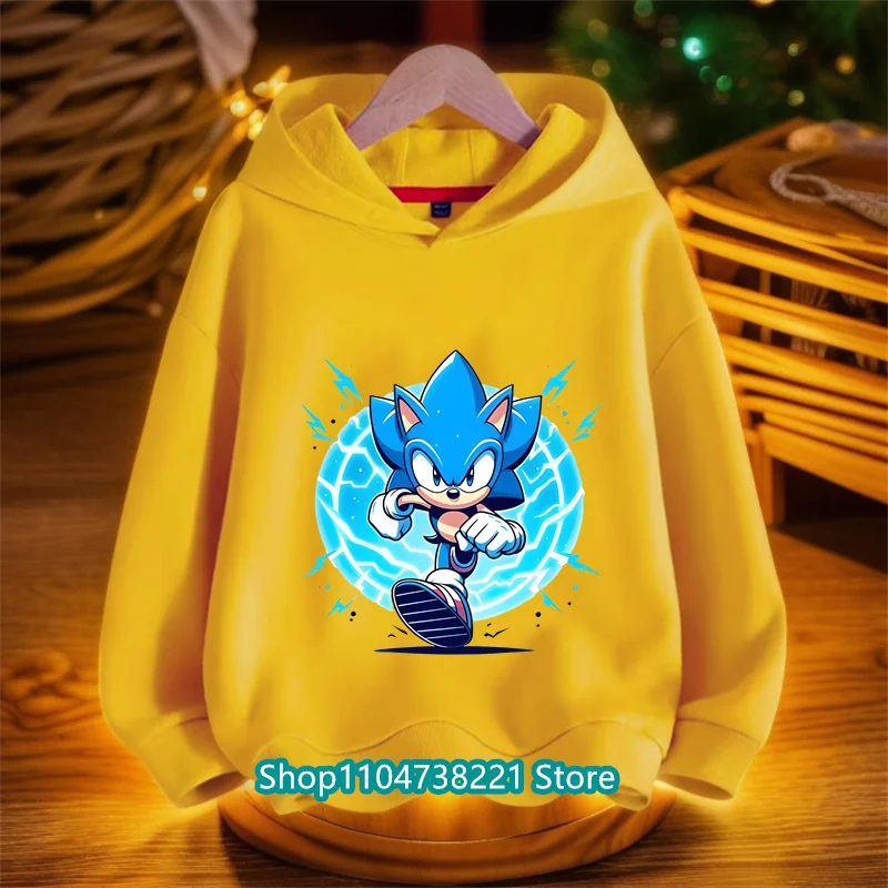 أنيمي سونيك الاطفال هوديي Trucksuit الخريف الفتيان الفتيات الكرتون الملابس هدية الكريسماس مباراة أنيقة معطف البلوز ​
