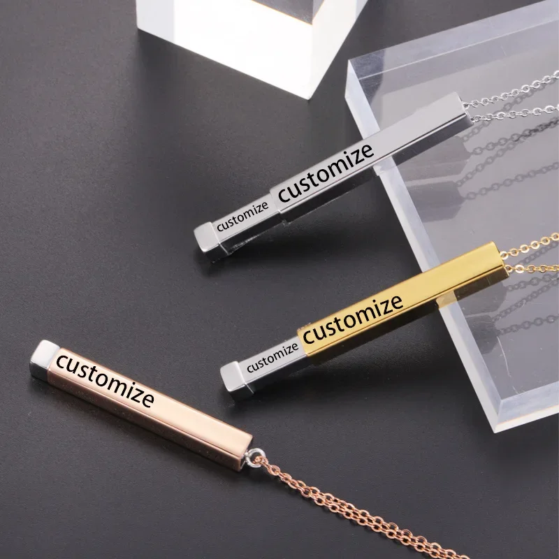 Stainless Steel Personalized Laser Necklace For Lover Custom Telescopic Pendant Necklace Women Gift