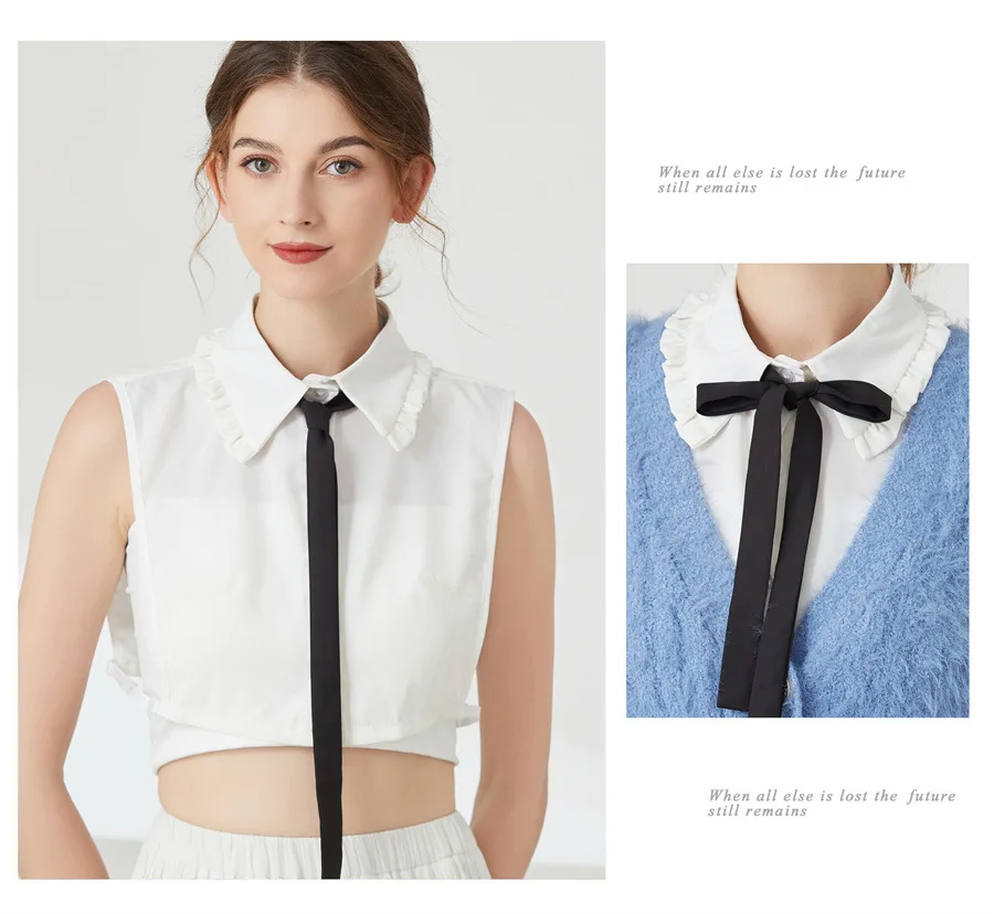 

Women Cotton Fake Collar Decoration Blouse Detachable Shirt Collar Sweater False Collars Lapel Top Women Apparel Accessories