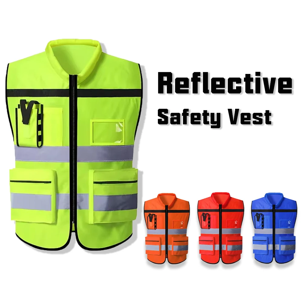 

Custom LOGO Reflective Safety Vest for Men Women Work High Visibility Reflective Vest Construction Site Uniform Hi Vis Workwear