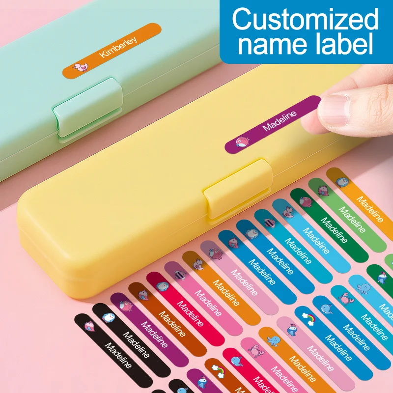 Personalized Waterproof Labels Custom for Kids' Bottles & Mugs & Notebooks, Reusable Non-Toxic Name Stickers for School Supplies