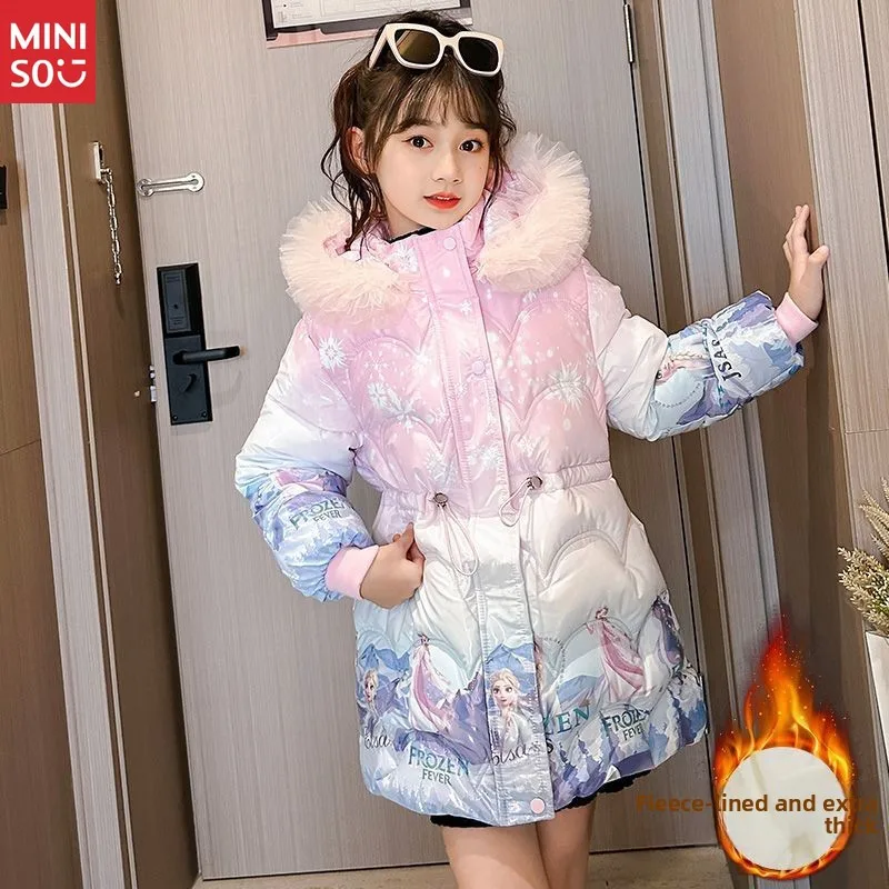 

Disney Girls 2025 Winter Coat, Elsa Thick Puffer Jacket with Easy-Clean Fabric, K-Style Trending