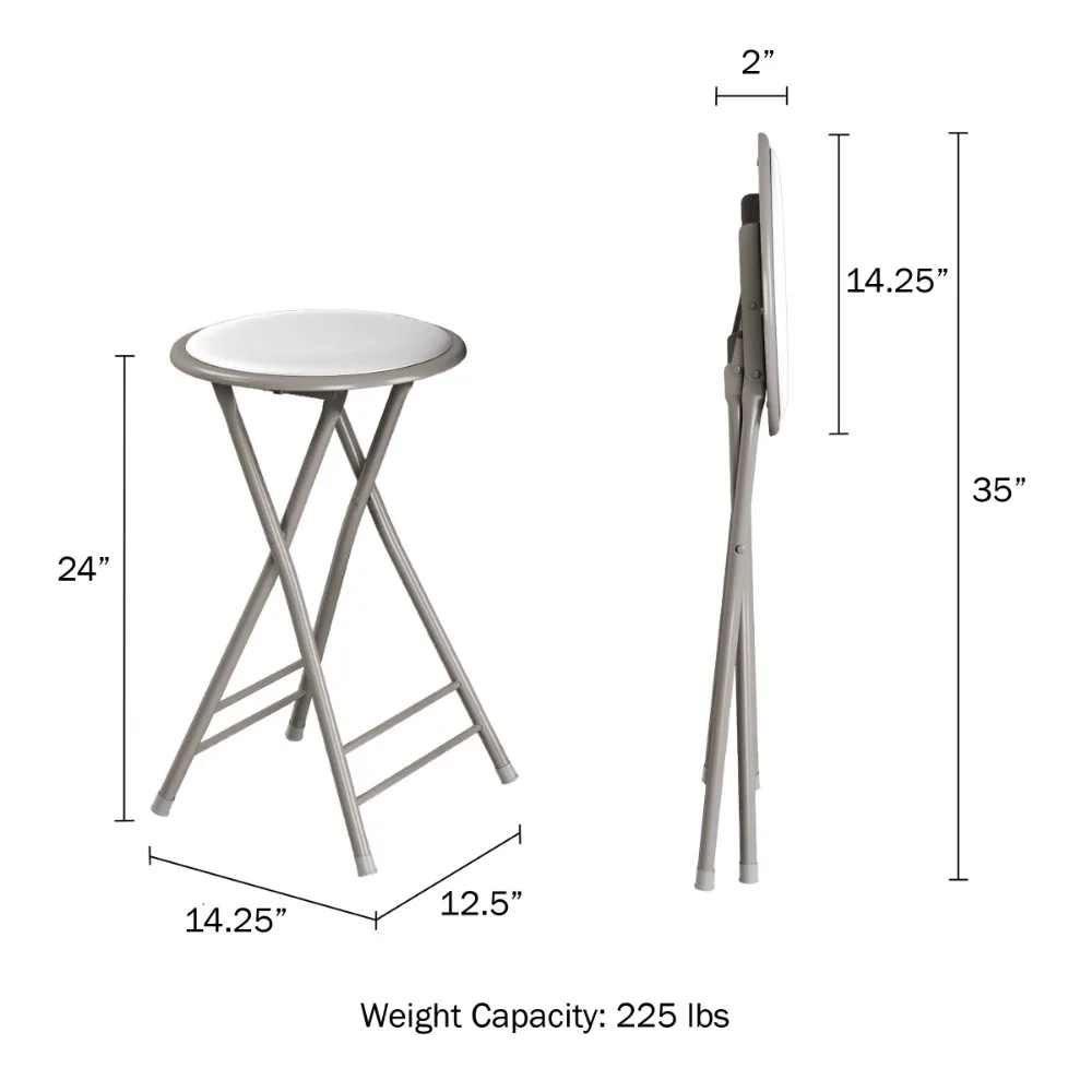 Backless Folding Stool com 225lb Capacidade, Inglaterra Branco, 18 em