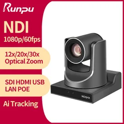 Runpu NDI PTZ 카메라 Ai 추적 회의 카메라, PTZ 비디오 SDI HDMI USB POE 라이브 스트리밍 카메라, 비디오 회의 교회용