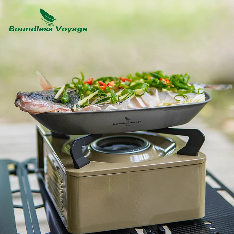 Boundless Voyage Titanium Plate Ultralight Metal Dish Outdoor Camping Pan Tableware Fish Fruits Snacks Vegetable Dinner Plate