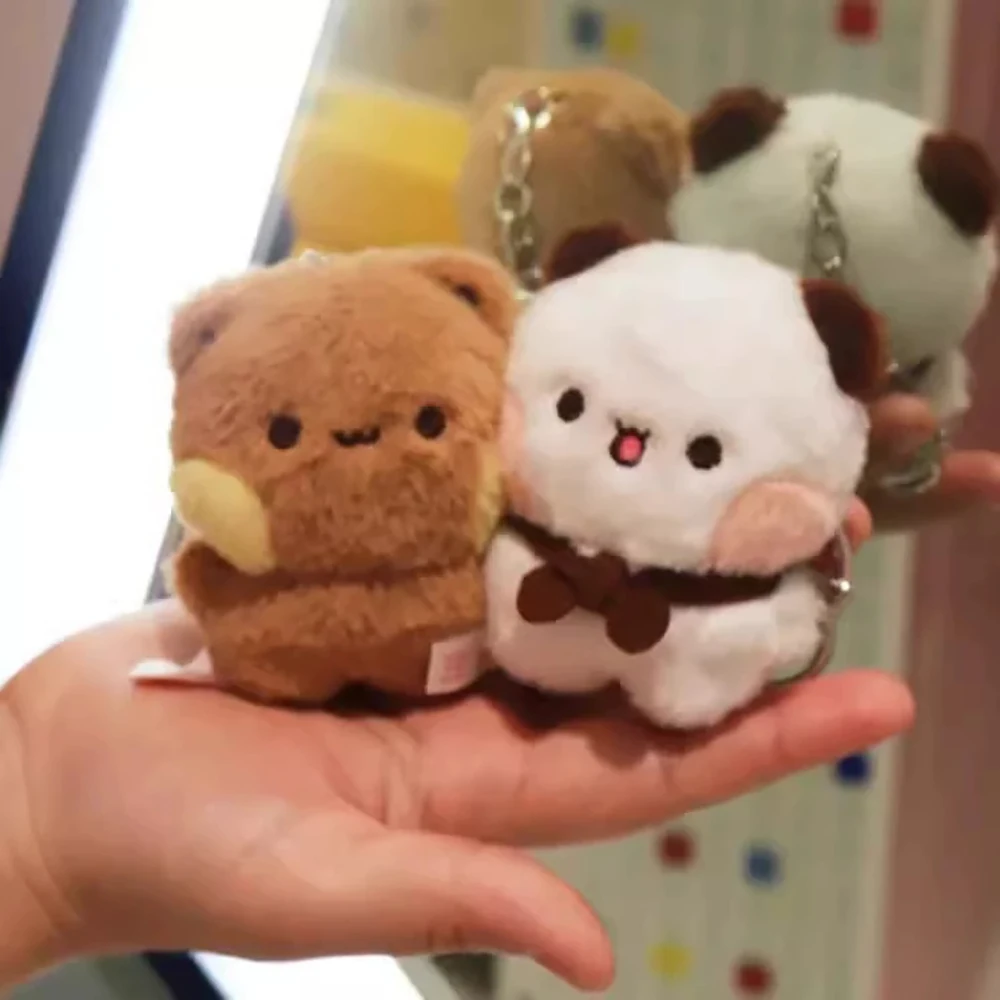 Cartoon Panda Bubu and Yier Keychain Pendant Dolls Cute Panda Bear Doll Keyring Handbag Decor Accessories Couple Gifts image 2