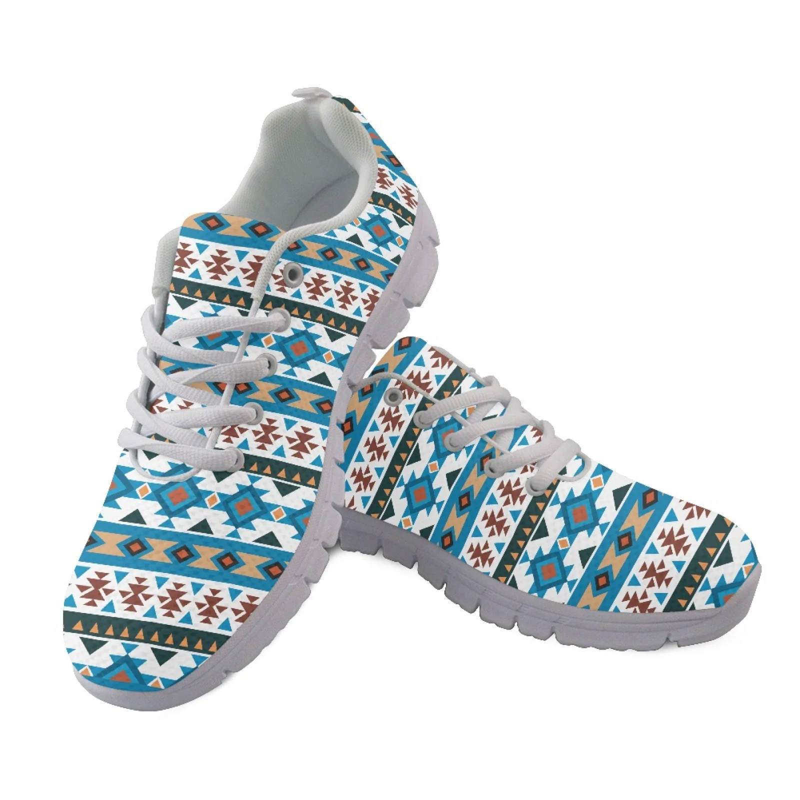 Coloranimal Geometric Stripe Sports Trainers Mesh & EVA Sole Running Shoes Low Top Tennis Shoes for Women