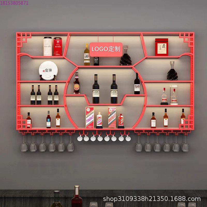 Wall-mounted rack Industrial style bar Wrought iron display stand Creative restaurant