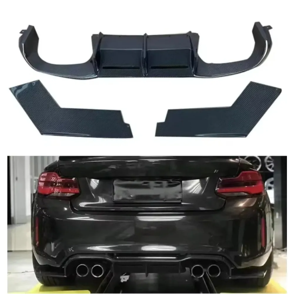 Real Dry Carbon Fiber Rear Bumper Diffuser Lip for BMW M2 F87 M2C MTC Style 2014-2022 Rear Diffuser Splitter