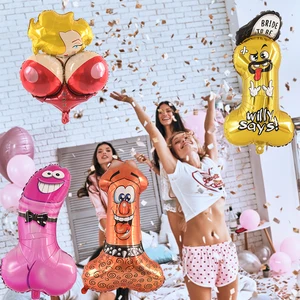 1 قطعة كبيرة Salgy شكل ورقة بالون توديع العزوبية حزب نفخ القضيب الثدي بالون لعروس الزفاف لتكون حفلة الديكور الكرات الأرضية أعلى 12 مبيعات نفخ حزب القضيب - No1