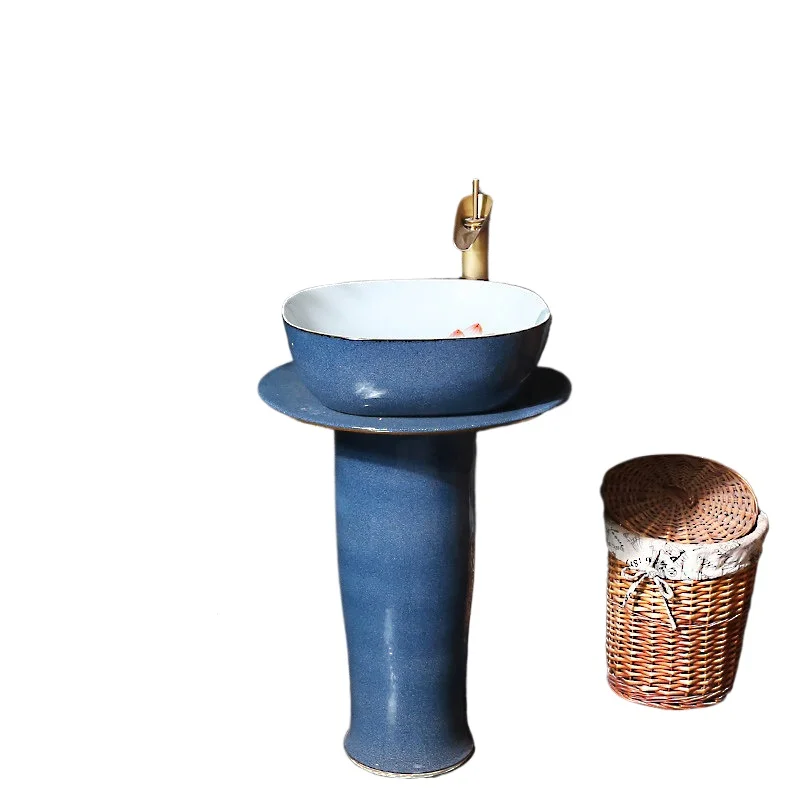 

Ретро интегрированная китайская художественная колонна, керамическая раковина, напольная раковина, вертикальная ручная колонна, раковина