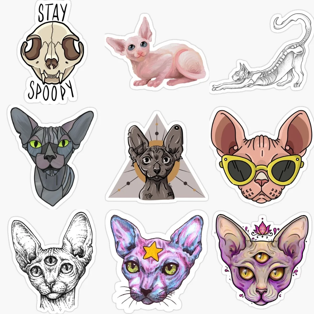 

Third Eye Sphynx Cat Cthulhu Creative PVC Stickers Accessories for Decorate Car Wall Room Van Suv Window Fridge Truck Off-road