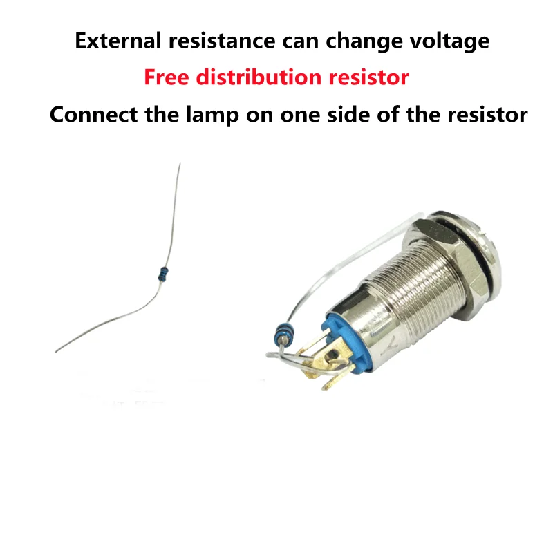 8mm metalowy przycisk ze wskaźnikiem LED samoresetujący chwilowy samoblokujący przełącznik zatrzaskowy 4 piny wysoka głowica 3v6v12v24v36v48v220v — zdjęcie 4