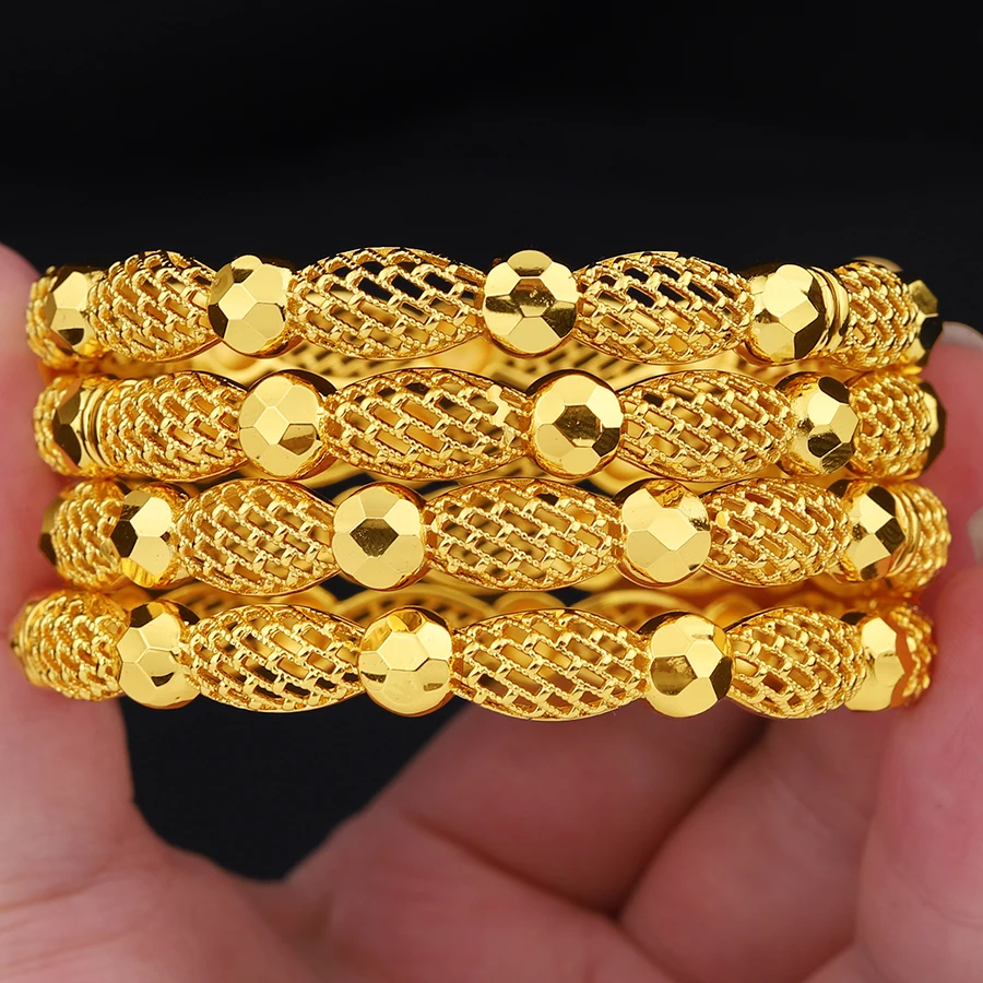 Middle East 4pcs/lot Ethiopian Gold Color Bangles Dubai Goldlen Fashion Jewelry For Women Ethiopian The bride Wedding Gifts