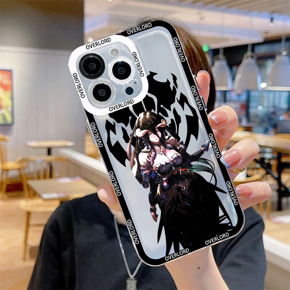 Anime OVERLORD Albedo Phone Case For iPhone 16 15 14 13 12 11 Mini Pro Max X XR XSMax 6S 6 7 8 Plus SE20 Transparent Cover