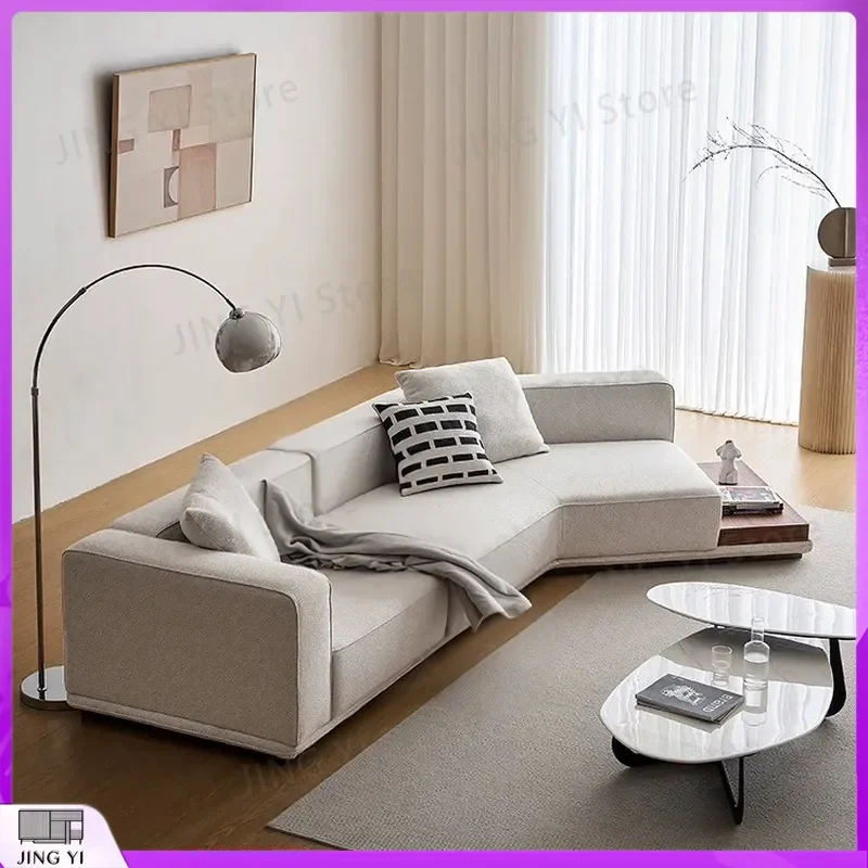 

Italian Minimalist Horizon Sofa Living Room Villa Corner Sectional Sofa Cotton Linen Fabric Modern Large Flat Floor Sofa for
