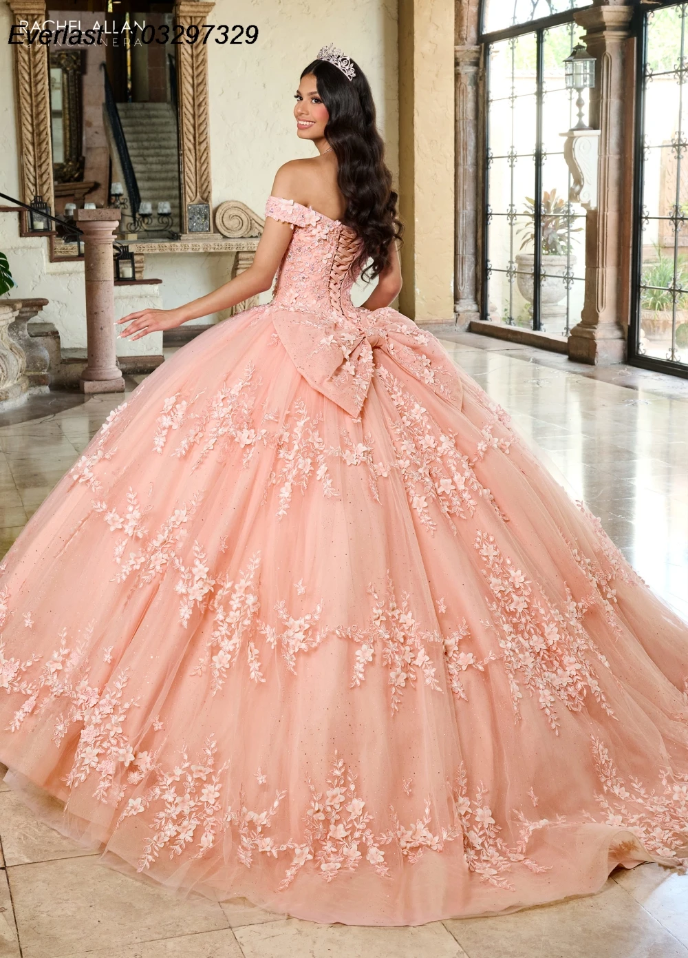 EVLAST блестящее зеленое платье Quinceanera бальное платье 3D Кружевная аппликация из искусственных бусин 16 Vestido De 15 Anos TQD451