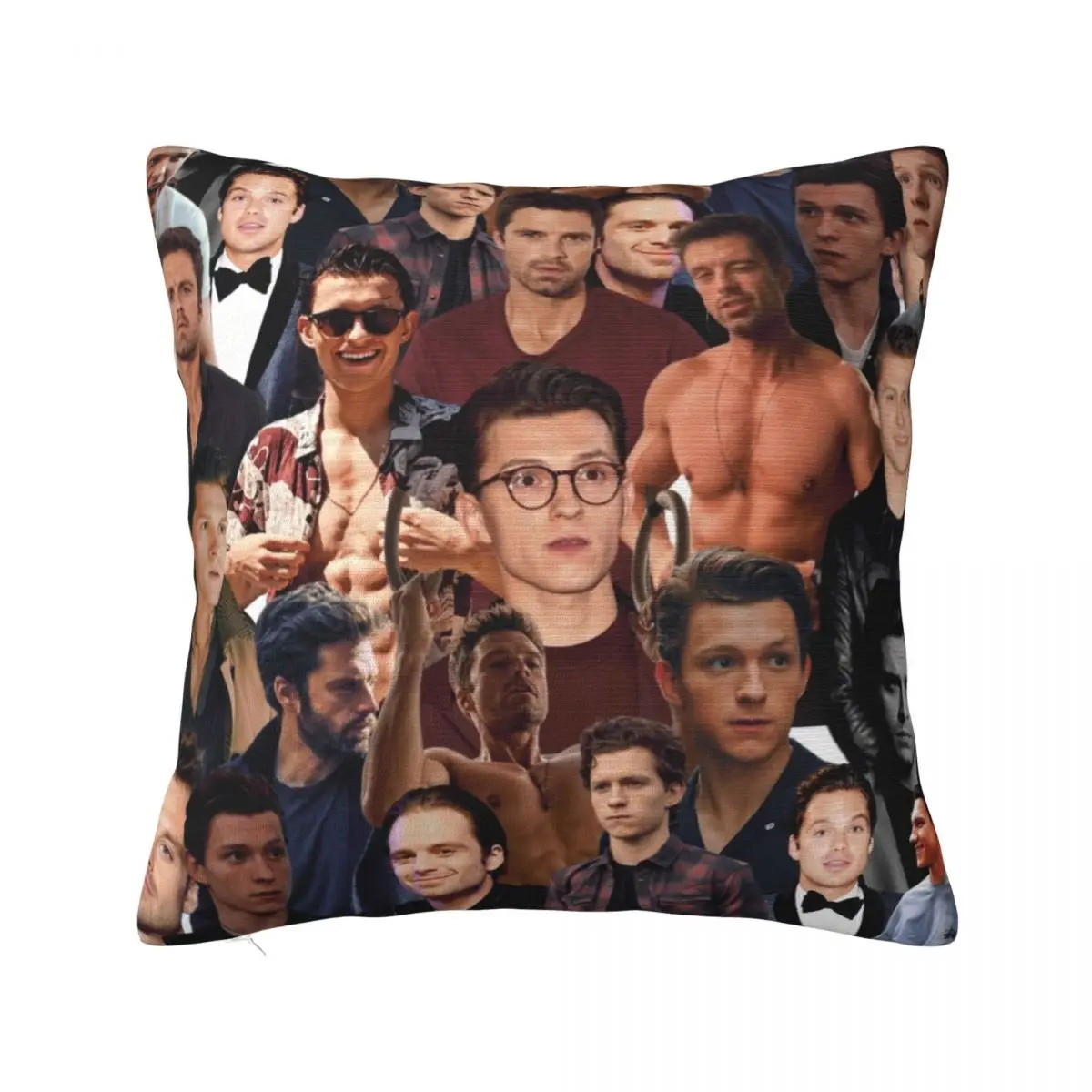 

sebastian stan and tom holland photo collage Throw Pillow Cushions For Children Couch Cushions