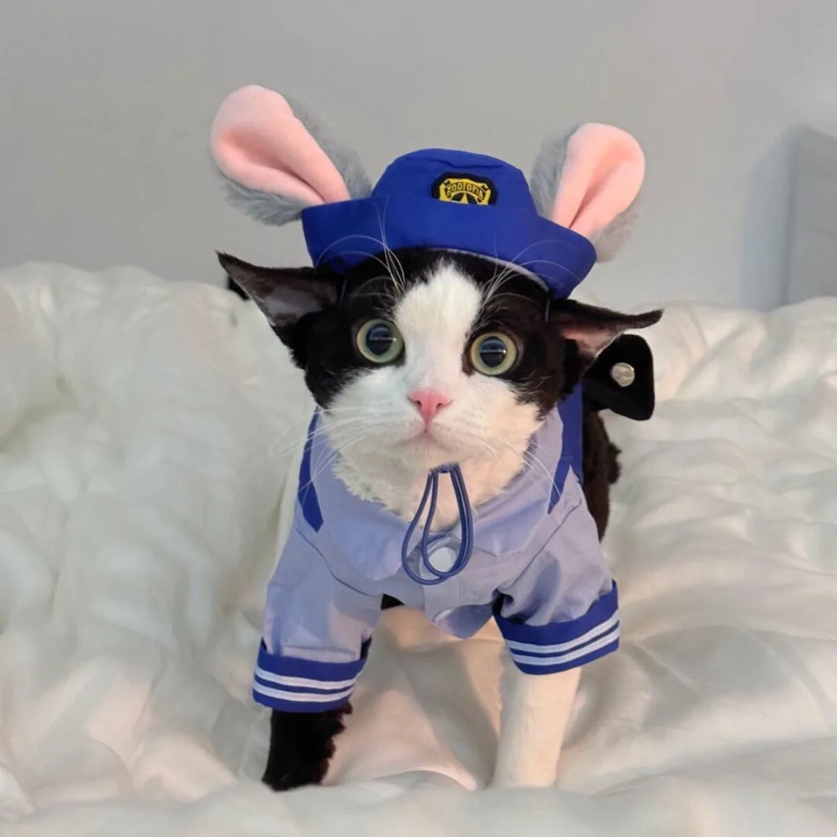 Dog Bunny Police Officer Costume Hat Sets Halloween Funny Cat Cosplay Pet Clothes Kawaii Rabbit Role Play Dogs Cat Supplies