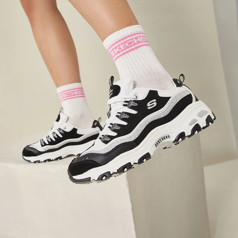 Skechers oryginalne damskie trampki kobieta moda grube buty sportowe tenis Feminino oddychające damskie sznurowane trampki