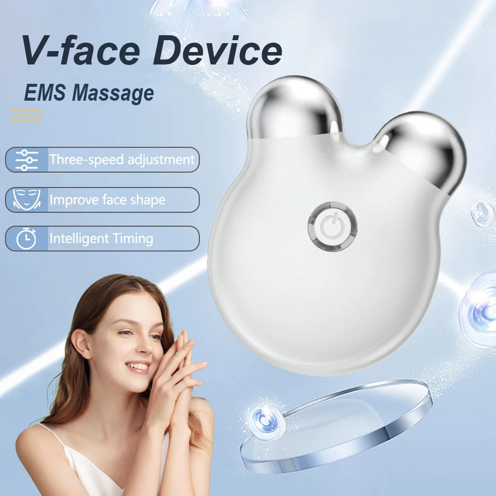 Mini Microstroom Gezichtsapparaat Ems Gezicht Lifting Machine Huidverzorging Anti Rimpel Kin Slanker V Face Shaper Gezicht Massager Roller