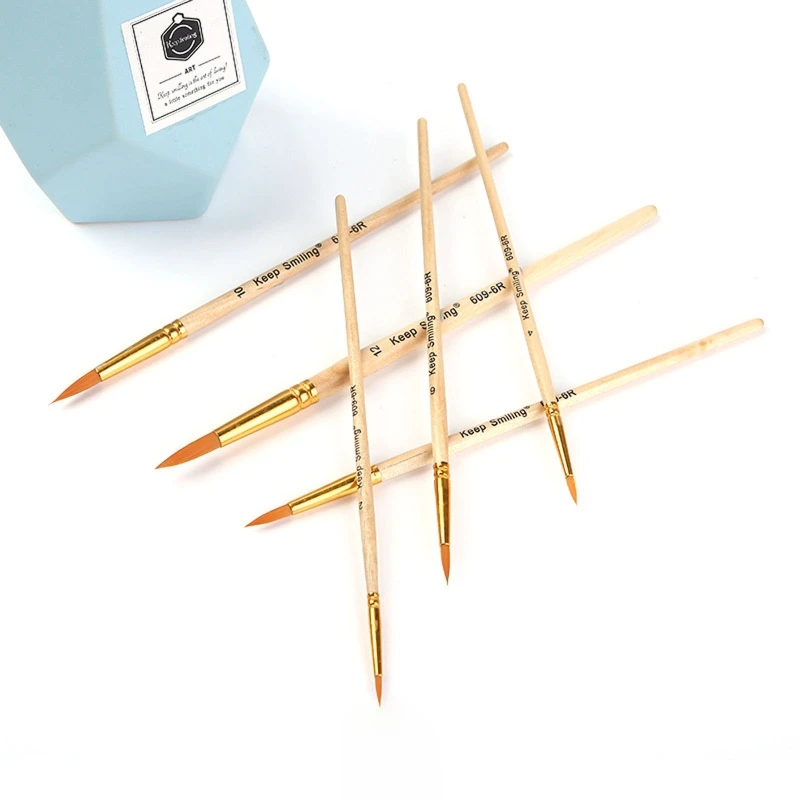 6 pc Professional Artist Paint Brush Nylon for Kids Beginners Amateurs Painter