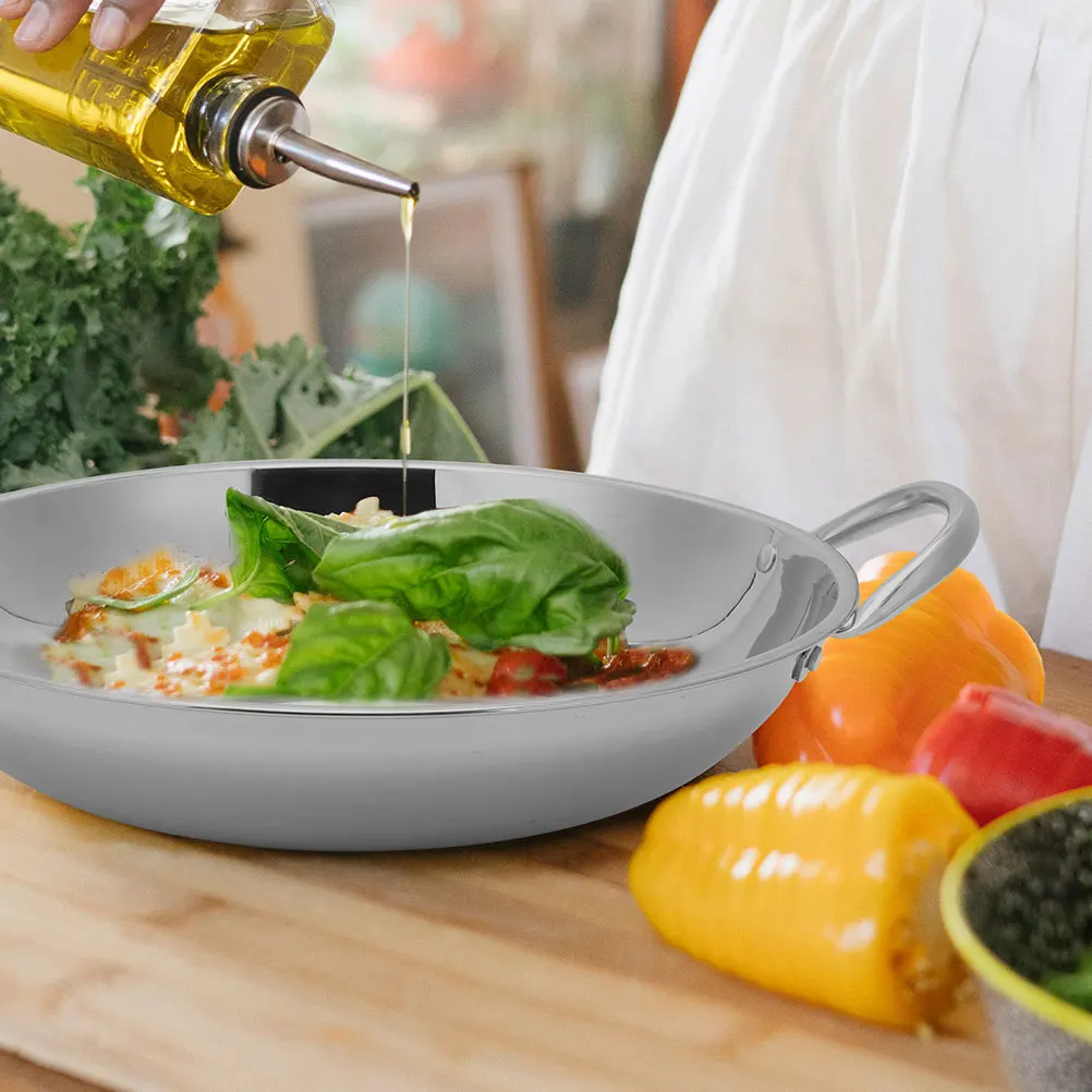 

Small Stainless Steel Dry Pot with Double Handles Nonstick Cooking Surface for Kitchen Home Restaurant Use Fry Pans