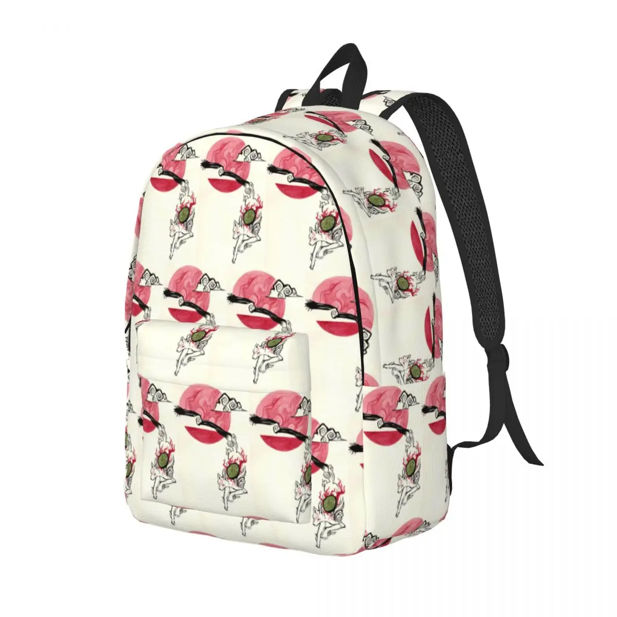 Japanese Okami Wolf Student Backpack School Bag Hiking Travel Daypack for Boys Girls Bookbag Shoulder Bags