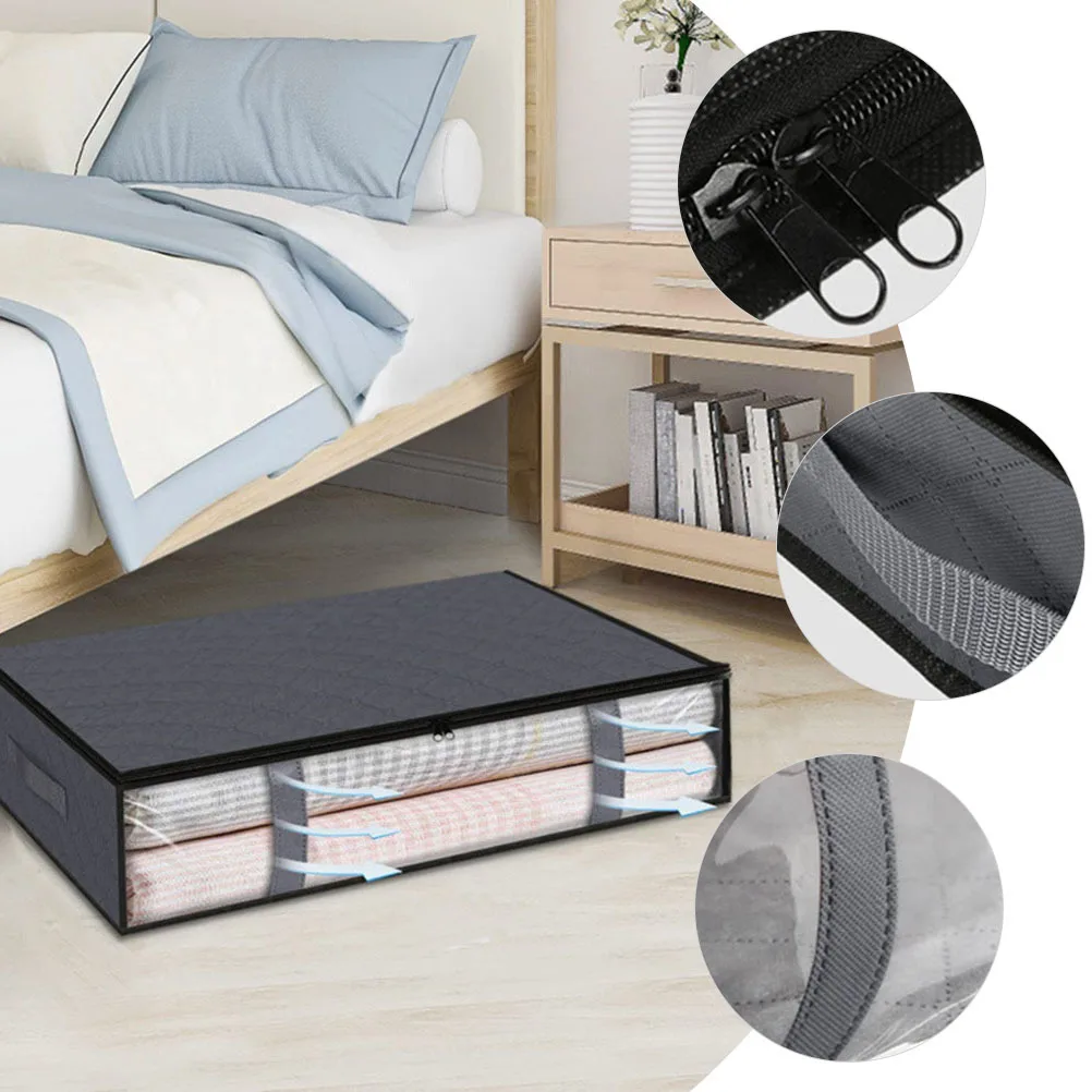 

Clothes Storage Bag Quilt Cover Large Capacity Foldable Household Organizer Transparent Lid Closet Storage Box for Bedding