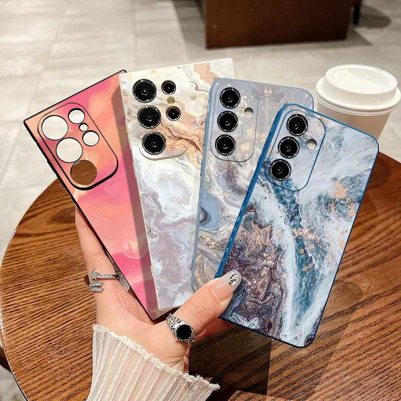 Etui Sandstone Marble Case dla Samsung Galaxy S24 S23 Ultra S22 S21 S20 FE A14 A34 A15 A25 A35 A52 A53 A54 A55 5G Soft Cover Coque — zdjęcie 5