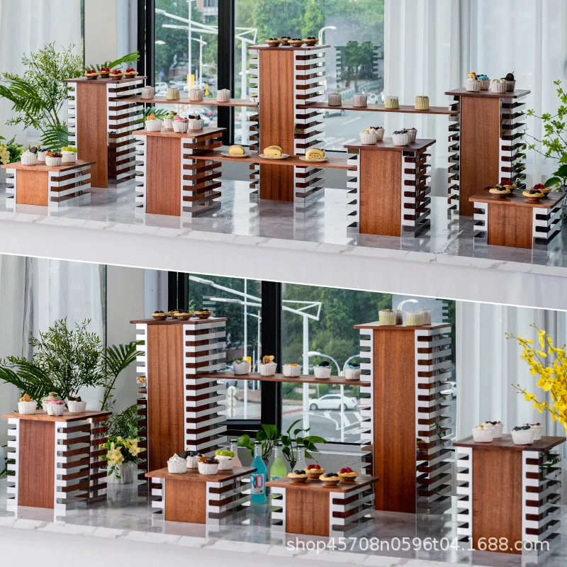 New Chinese dessert table ornament display stand cake snack rack stainless steel buffet cold food