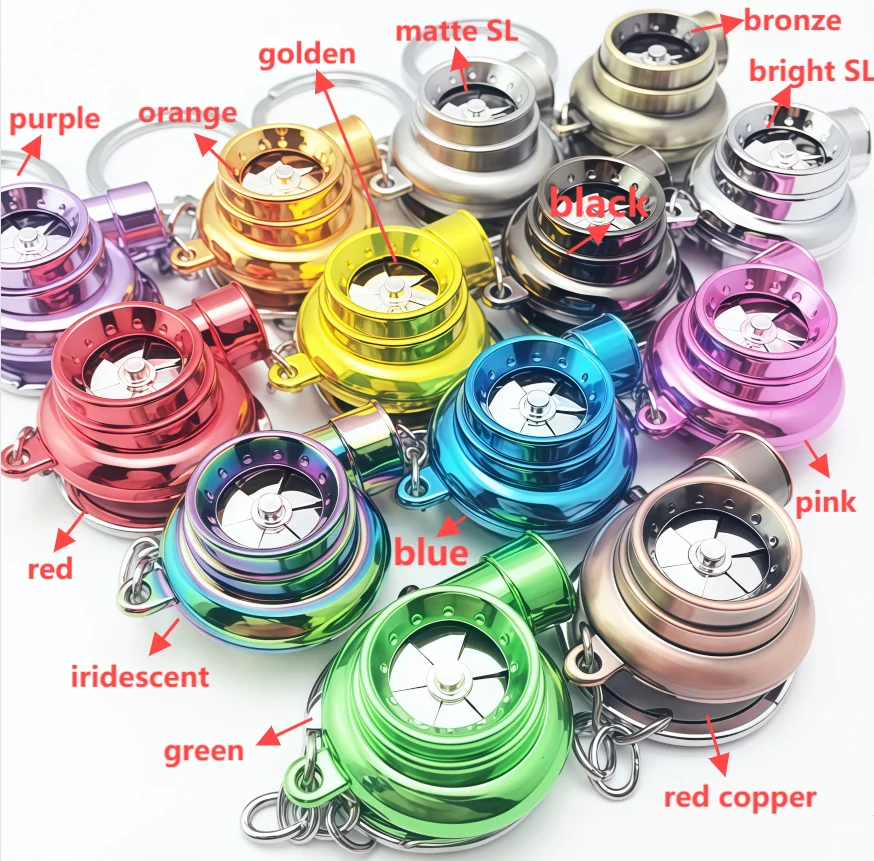 LED Light Up Glowing Turbo Keychain Car Key Ring Accessory Turbocharger Design Illuminated Engine Keychain Gift for Automotive