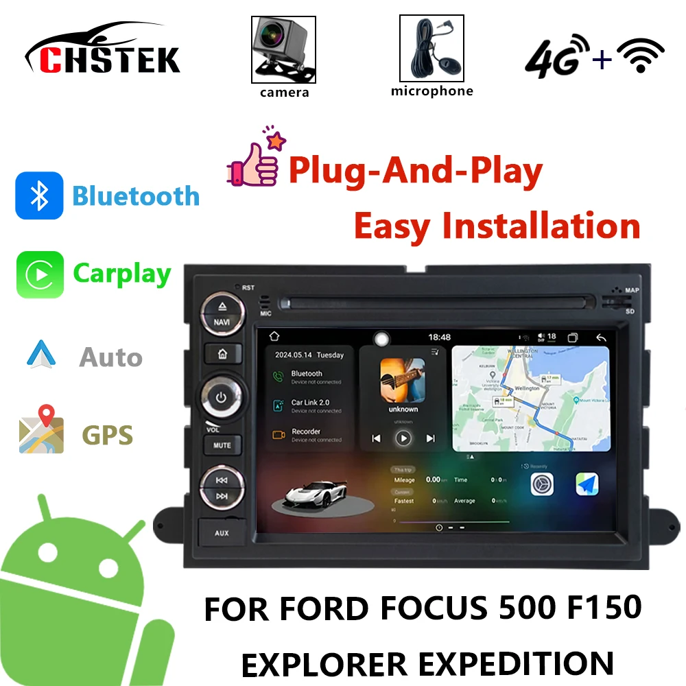 

CHSTEK Car Radio For Ford 500 F150 Explorer Edge Escape Focus Taurus Expedition Fusion Multimedia Bluetooth Wireless Carplay 4G