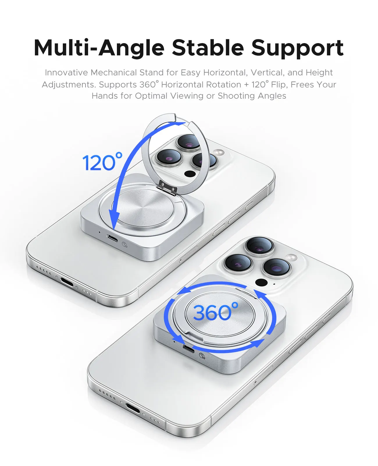 ORICO Magnetic External SSD for iPhone 16 15 Pro/Max ProRes 2000MB/s 4K ProRes HDR Record and Store with 360 Stand