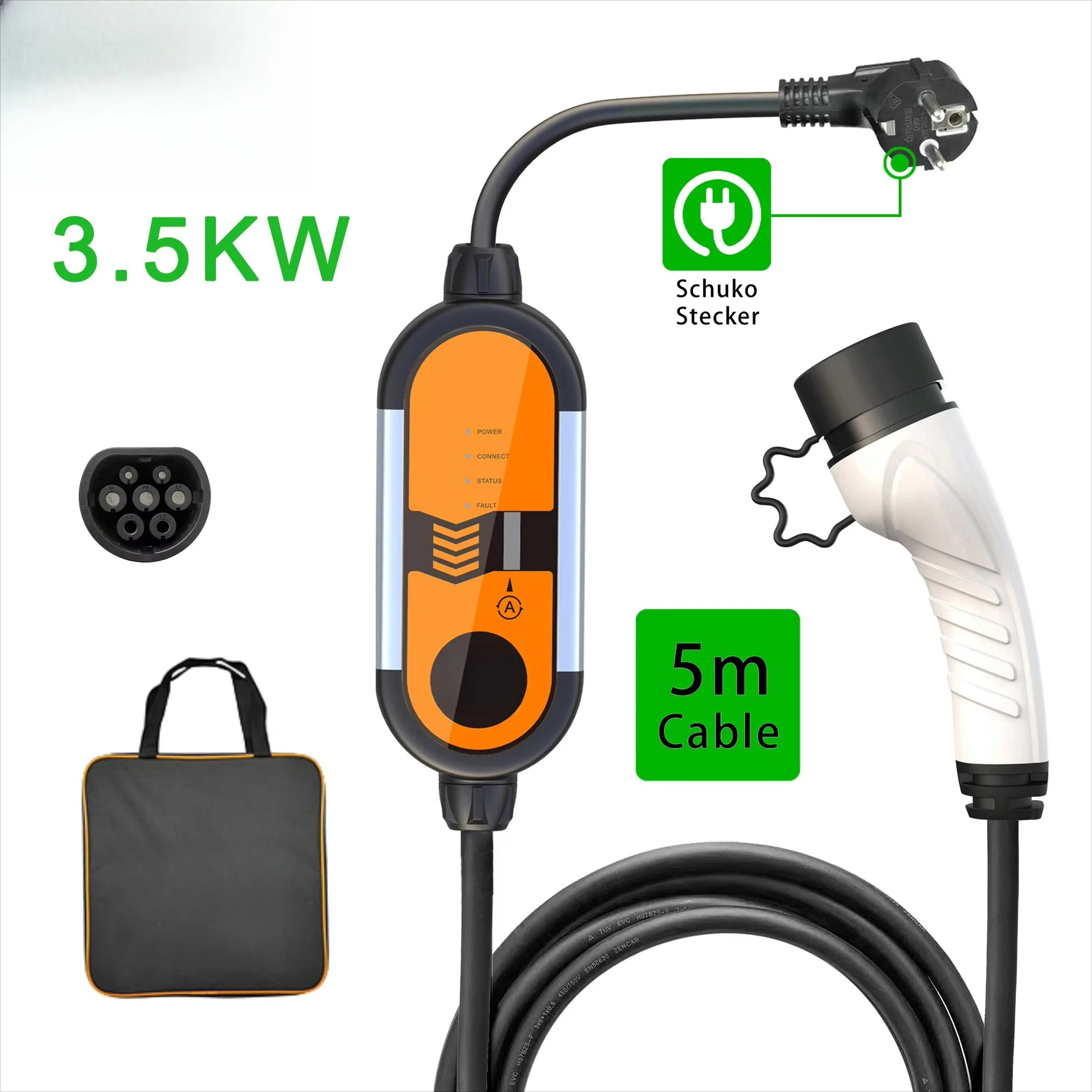 

Portable Electric Car Charger 16A 3.5kw Fast Electric Car Charger Type 1/Type 2/GBT Electric Car Charger EVSE