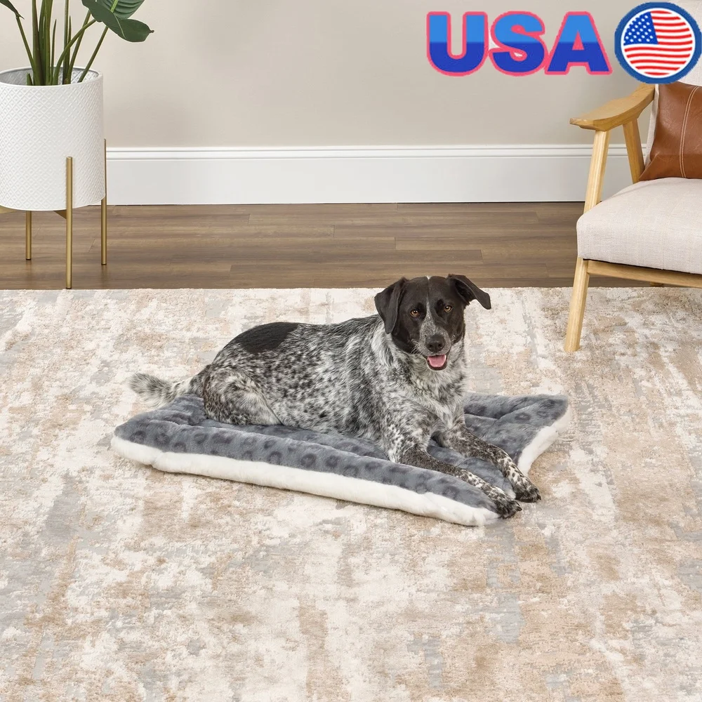 

Reversible Machine Washable Pet Bed Intermediate Dog Breeds Comfortable Synthetic Crate Mat Non-Agitator Soft Spotted Gray 36