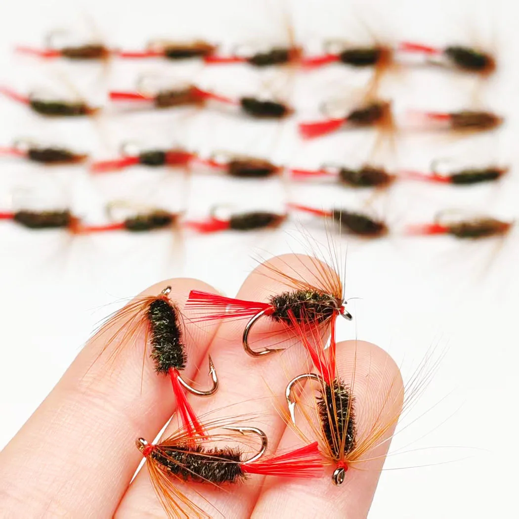 10 Teile/schachtel Fliegenfischen Fliegen Trockenfliegen Lockt Redtail Trockenköder Forelle Künstliche Nymphen Köder für Angeln Forelle/Barsch köder – Detail 8