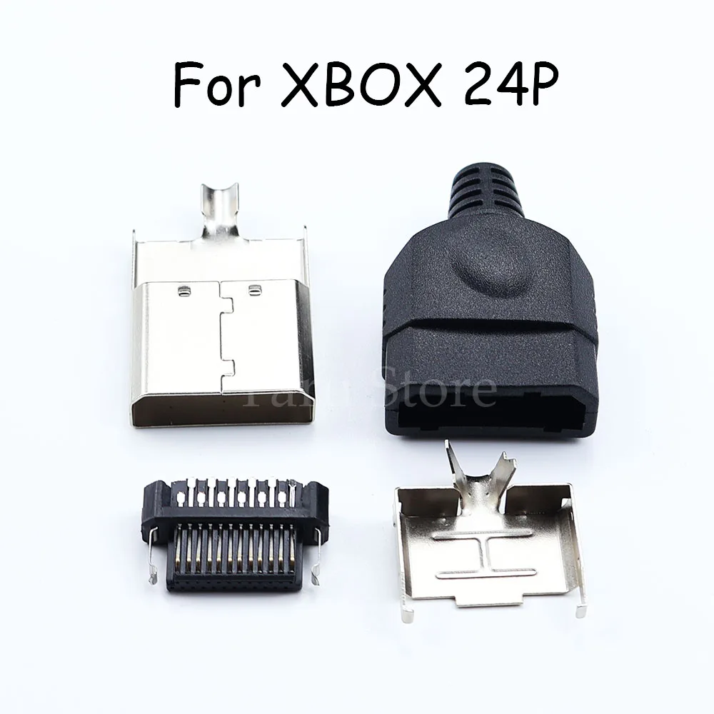 

5/10pcs For XBOX AV Cable 24Pin Plug Connector Replacement Shell Accessories 4 in 1 Board to Board With Metal Cover Rubber Core